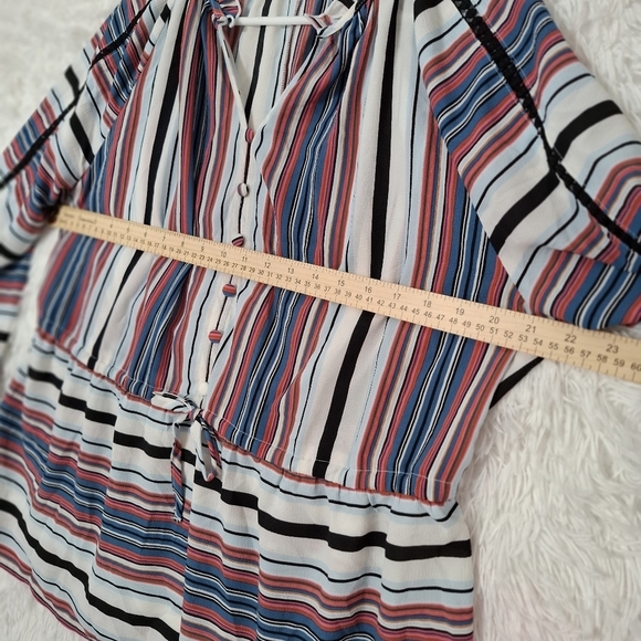 Lane Bryant Peasant Top Plus Size 14/16 Split-neck Button-Front Peplum Ruffle - Picture 5 of 9